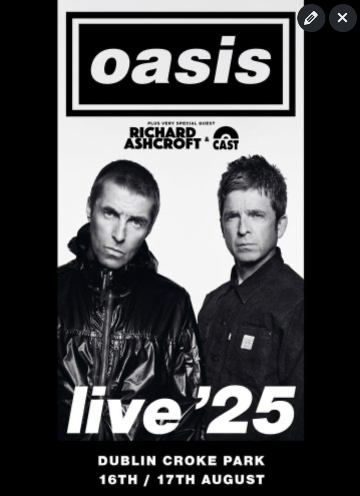 Dublin Croke Park. Relive The Moment - Live ’25 Map – Official Oasis ...